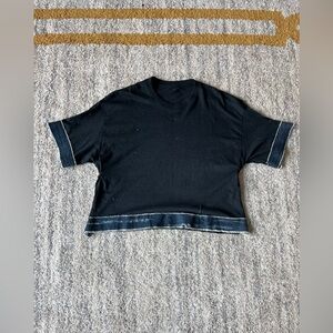 Acid washed Black T-shirt with demin accents.